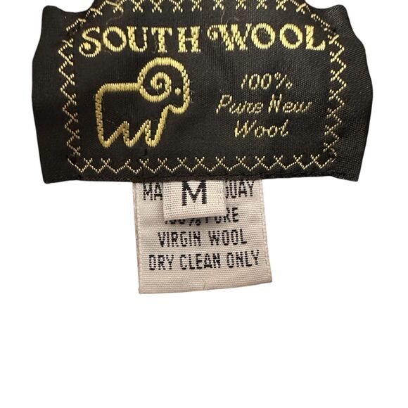 South Wool Black Art Deco Full Zip Button Pure Virgin Wool Pockets Jacket Size M - Picture 3 of 7